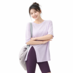 ヨガウェア トップス レディース 半袖 ルーズフィット お尻が隠れる スポーツTシャツ ロング丈 吸汗速乾 透氣性抜群 チュニック 体型カバー ピラティス ランニング フィットネス トレーニング スポーツウェア